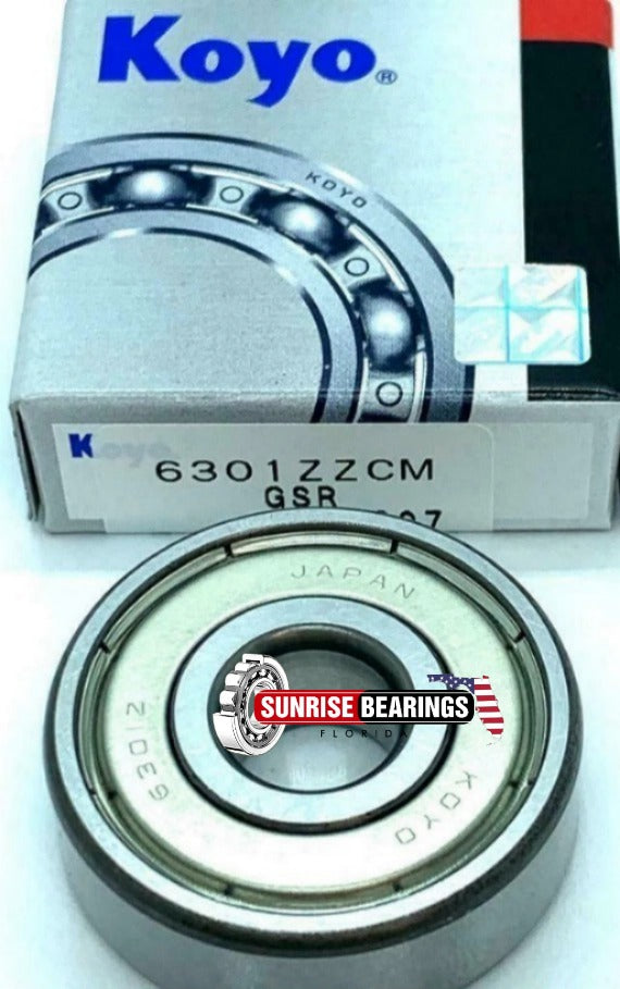 KOYO 6301 ZZ Deep Groove Ball Bearing, Metal Shielded  12x37x12 mm