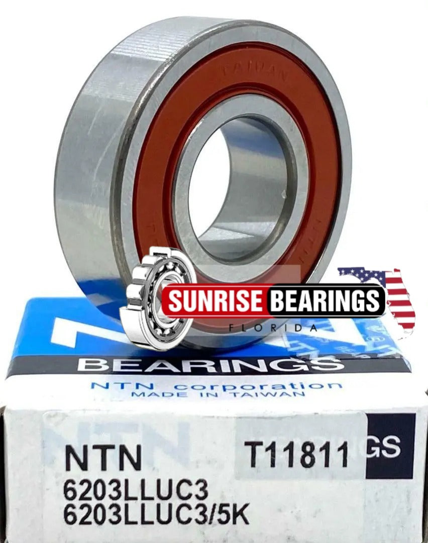 NTN 6203 LLU C3 DEEP GROOVE BALL BEARING, RUBBER SEALED 6203 2RS 17x40x12 mm