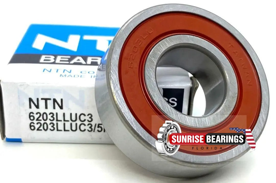 NTN 6203 LLU C3 DEEP GROOVE BALL BEARING, RUBBER SEALED 6203 2RS 17x40x12 mm