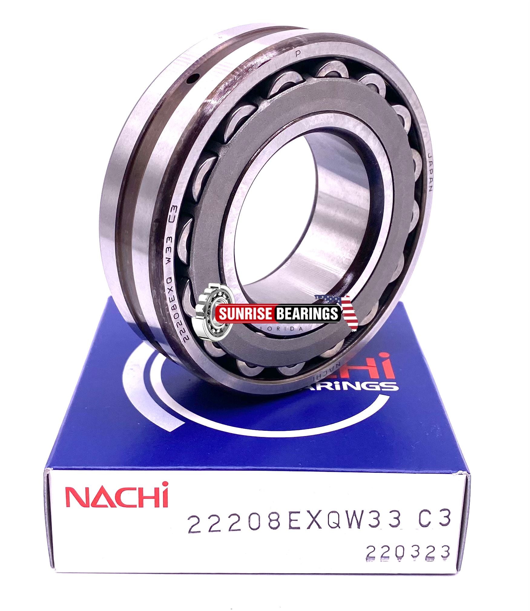NACHI Japan 22208 EXQW33 C3 Spherical Roller Bearing 40x80x23 mm