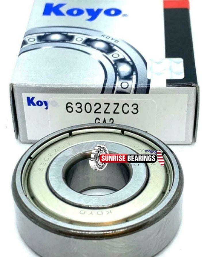 KOYO Japan 6302 ZZ C3 Deep Groove Ball Bearing, Metal Shielded 15x42x13 mm