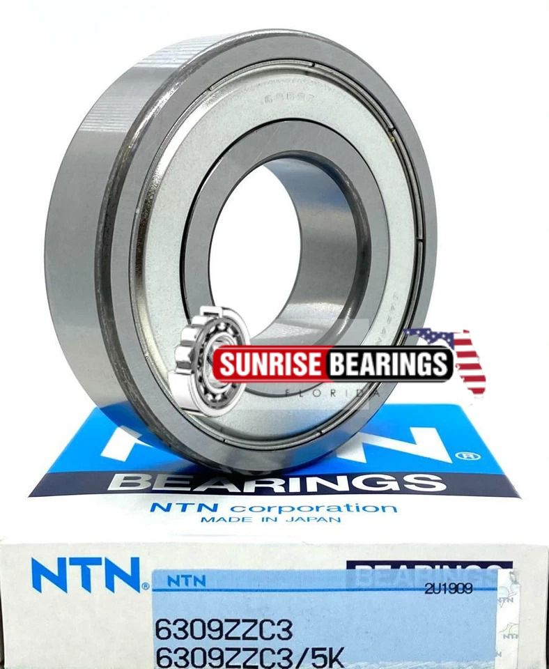 NTN Japan 6309 ZZ C3 Deep Groove Ball Bearing, Metal Shielded