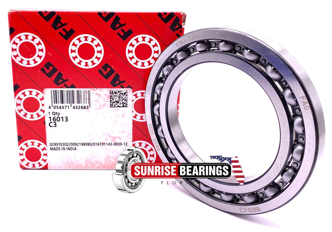 FAG 16013 C3 Deep Groove Ball Bearing, Open Type, No Seals 65x100x11 mm