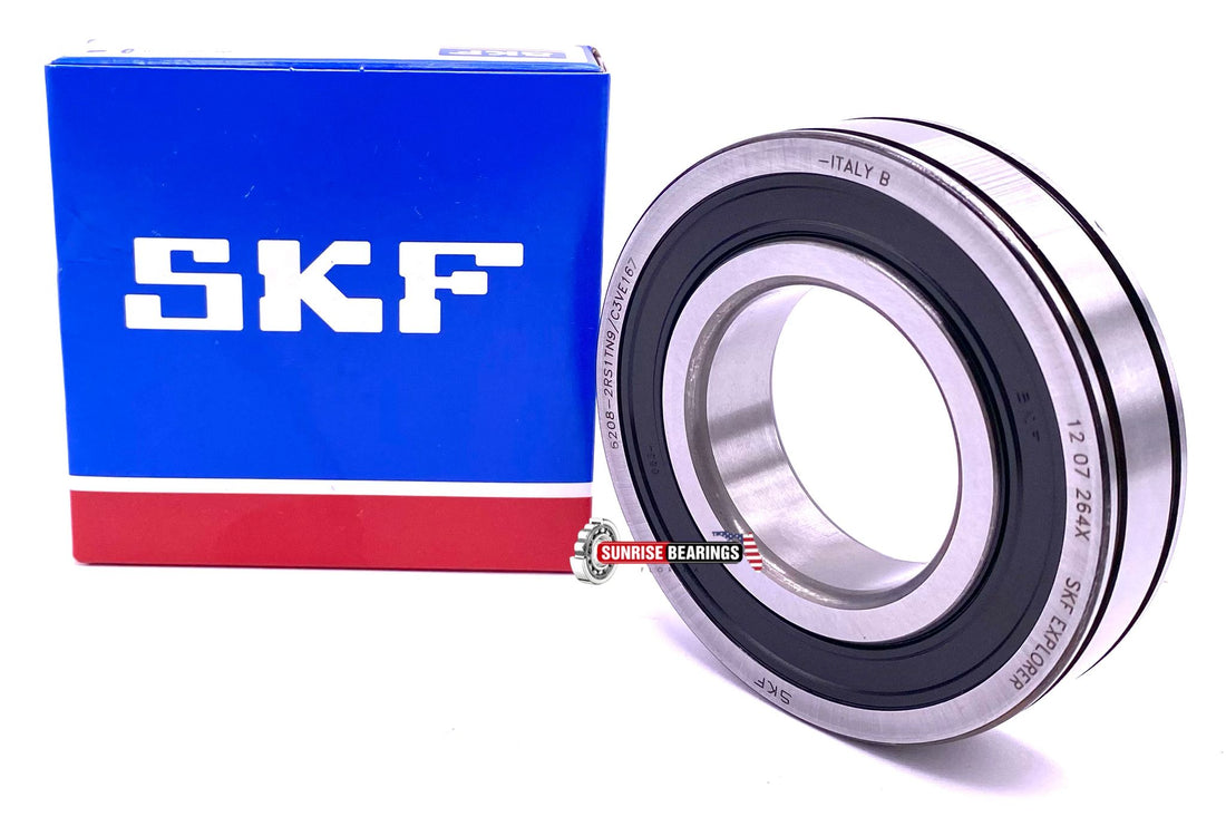 SKF 6208 2RS1 TN9 C3 VE167 Deep Groove Ball Bearing, Rubber Sealed 40x80x18 mm