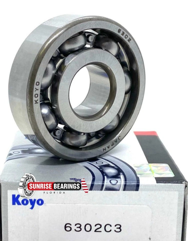 KOYO Japan 6302 C3 Deep Groove Ball Bearing, Open Type, No Seals 15x42x13 mm