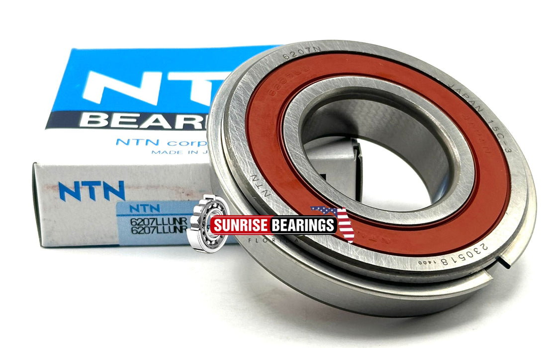 NTN JAPAN 6207 LLU NR BALL BEARING, RUBBER SEALED + SNAP RING 35x72x17 mm