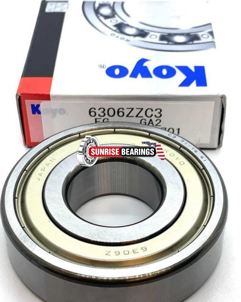 KOYO Japan 6306 ZZ C3 Deep Groove Ball Bearing, Metal Shielded 30x72x19 mm