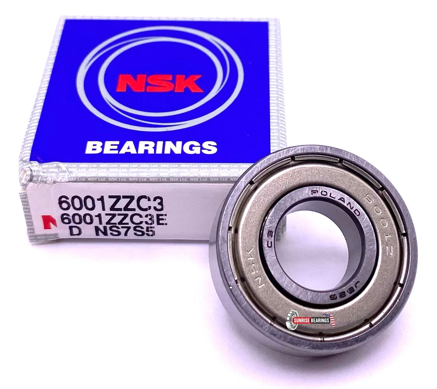 NSK 6001 ZZ C3 Deep Groove Ball Bearing, Metal Shielded 12x28x8 mm