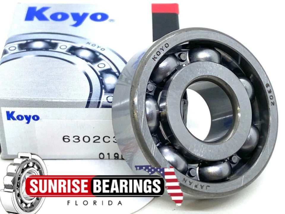 KOYO Japan 6302 C3 Deep Groove Ball Bearing, Open Type, No Seals 15x42x13 mm