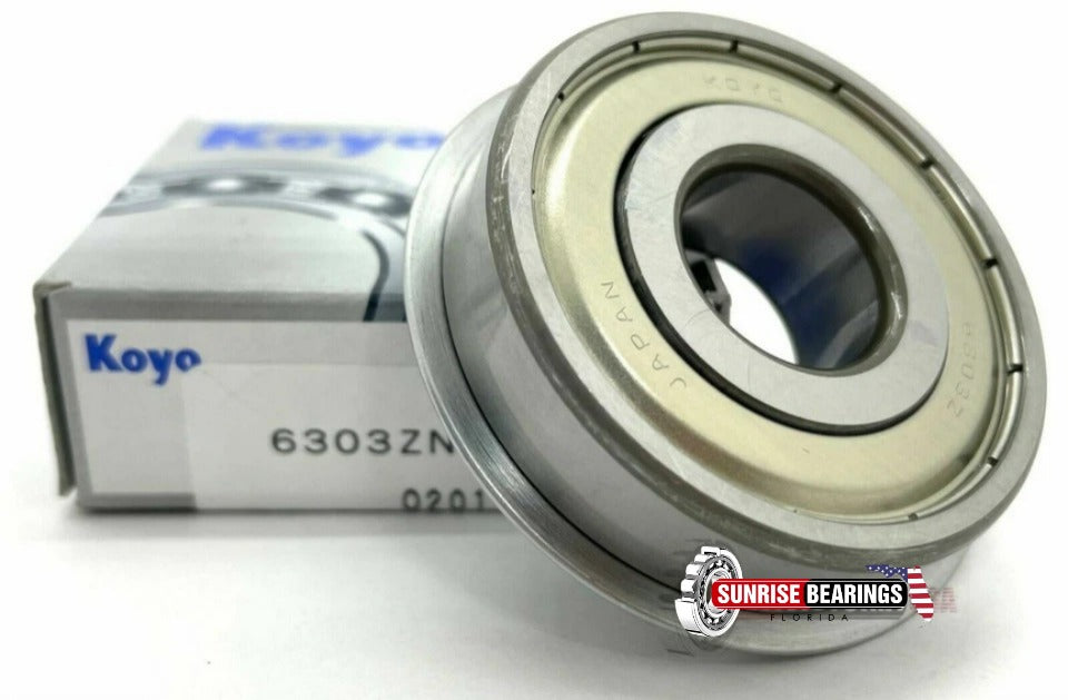KOYO Japan 6303 ZNR Deep Groove Ball Bearing Open type ,One Side + Snap Ring 17x47x14 mm