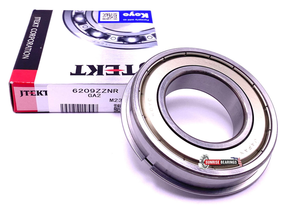 KOYO Japan 6209 ZZ NR Ball Bearing, Metal Shielded + Snap Ring 45x85x19 mm
