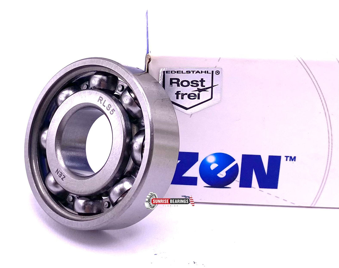 ZEN RLS5 Deep Groove Ball Bearing, Open Type, No seals 5/8" x 1.9/16" x 7/16