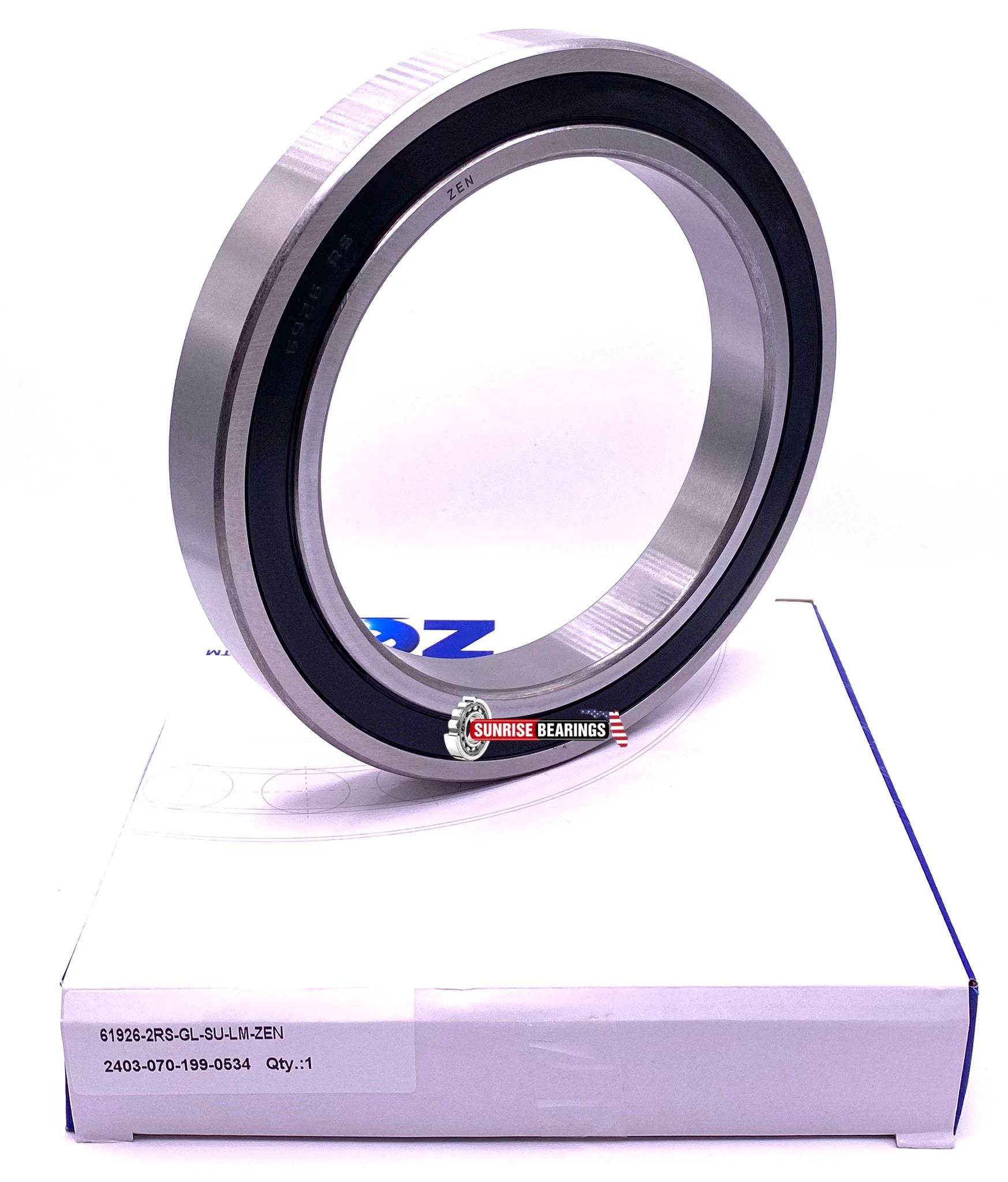 ZEN 61926 Deep Groove Ball Bearing, Rubber Sealed 6926 130x180x24