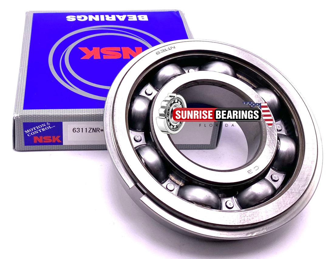 NSK 6311 Z NR Ball Bearing, Metal Shielded One Side + Snap Ring 55x120x29 mm