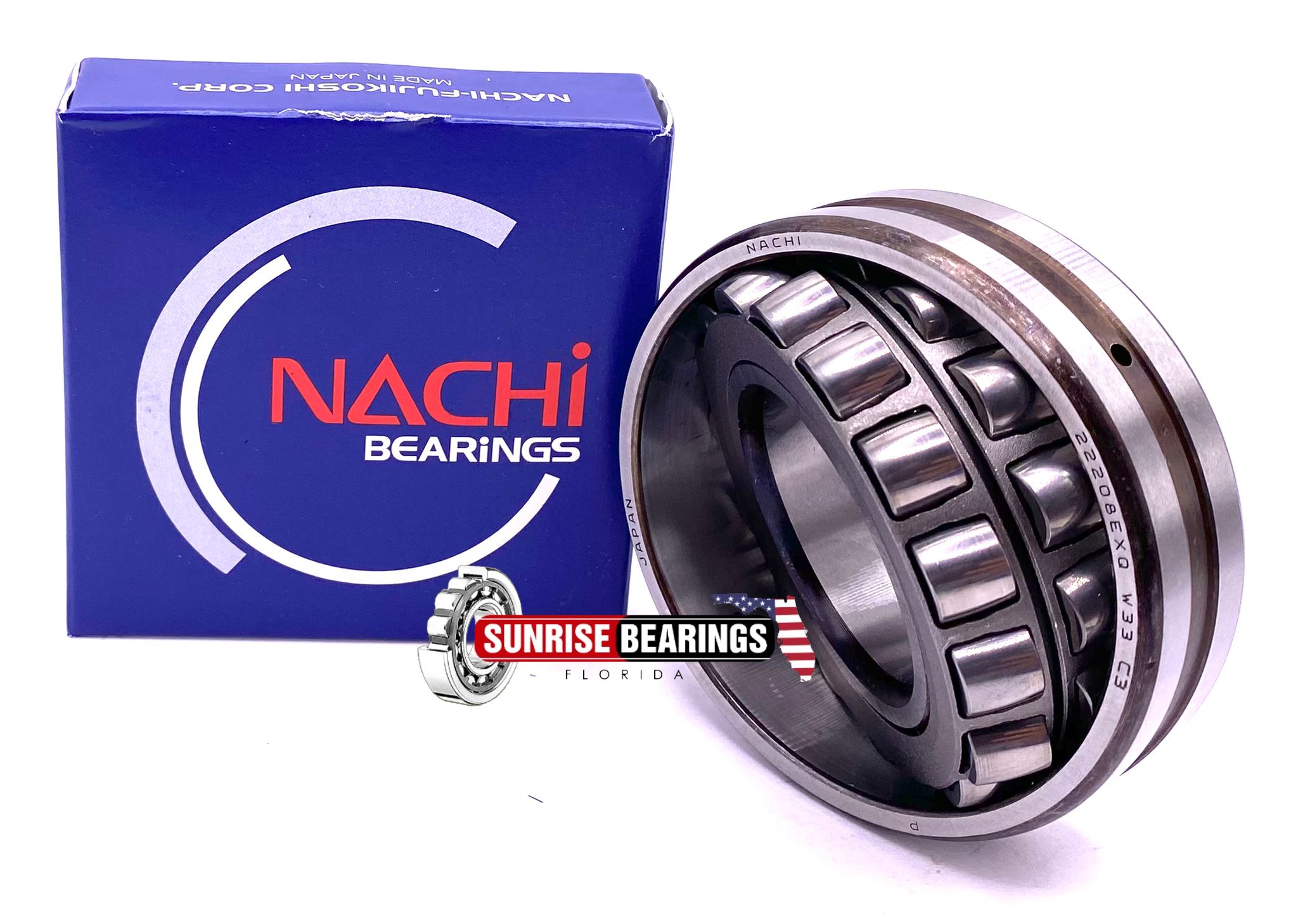 NACHI Japan 22208 EXQW33 C3 Spherical Roller Bearing 40x80x23 mm