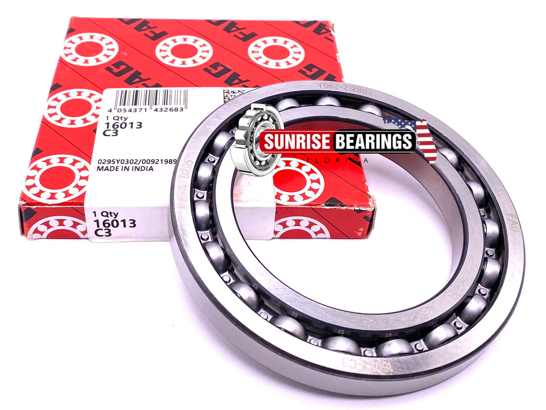 FAG 16013 C3 Deep Groove Ball Bearing, Open Type, No Seals 65x100x11 mm