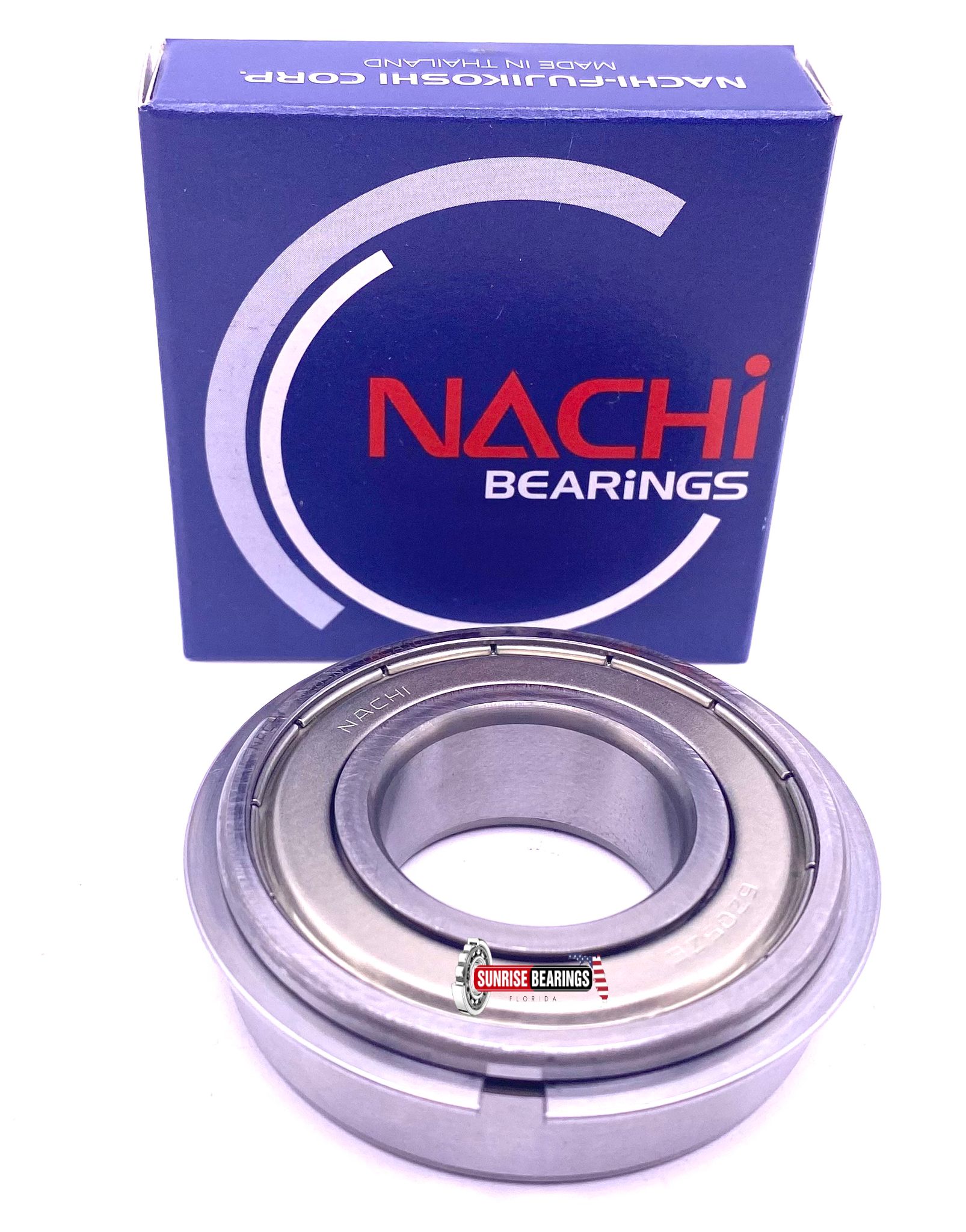 NACHI 6205 ZZ NR Ball Bearing, Metal Shielded + Snap Ring 25x52x