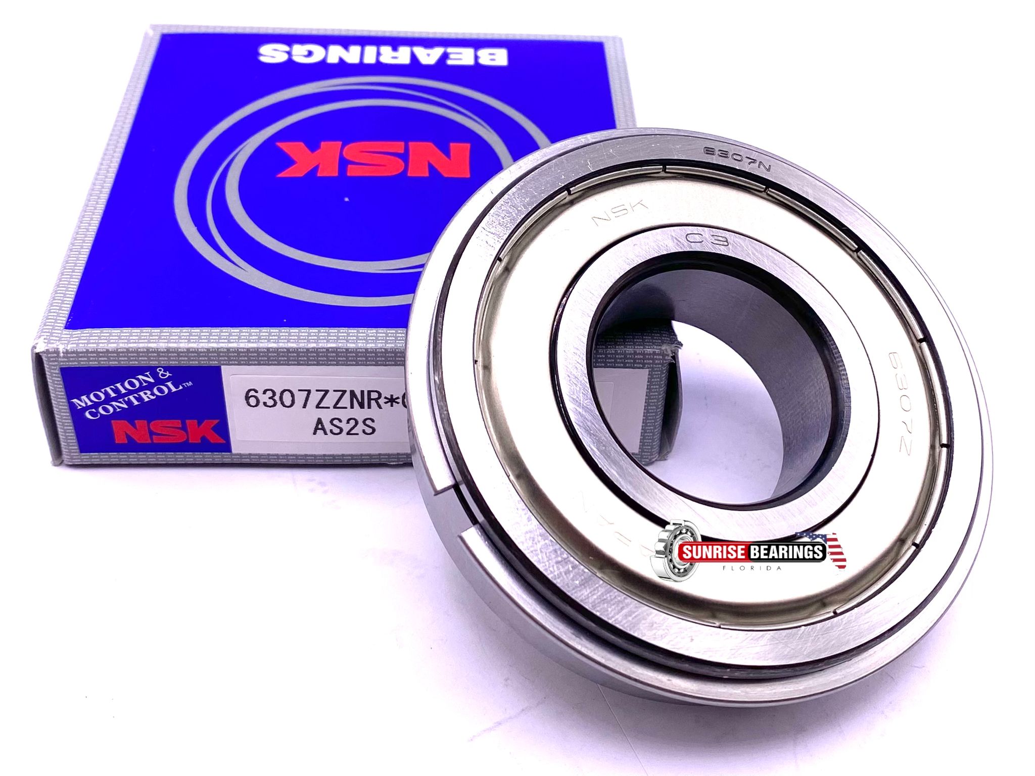 NSK Japan 6307 ZZ NR Deep Groove Ball Bearing + Metal Shields Snap