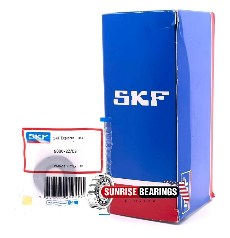 SKF Italy 6000 ZZ Deep Groove Ball Bearing, Metal Shielded 10x26x8 mm