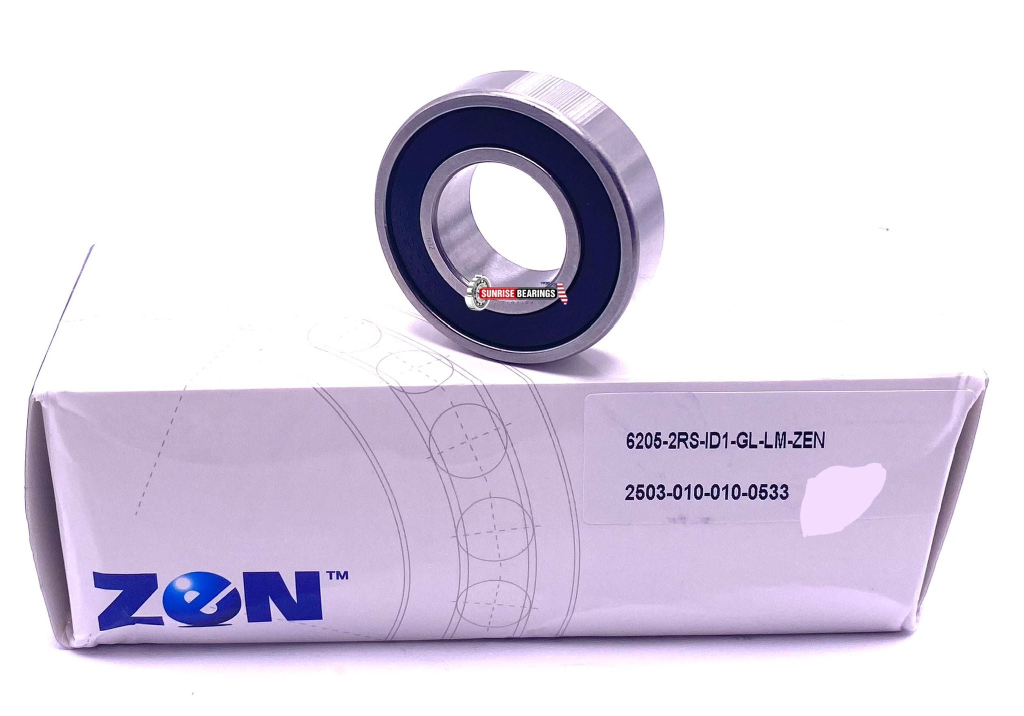 ZEN 6205-16 2RS Ball Bearing, Rubber Sealed, Bore 1
