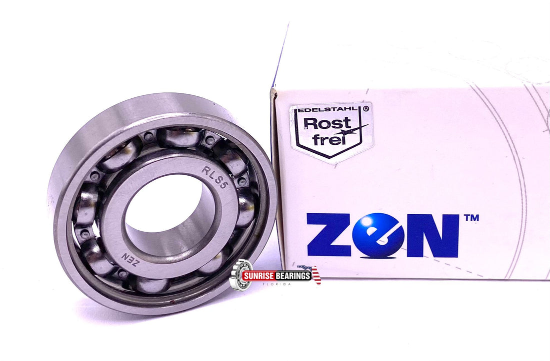 ZEN RLS5 Deep Groove Ball Bearing, Open Type, No seals 5/8" x 1.9/16" x 7/16