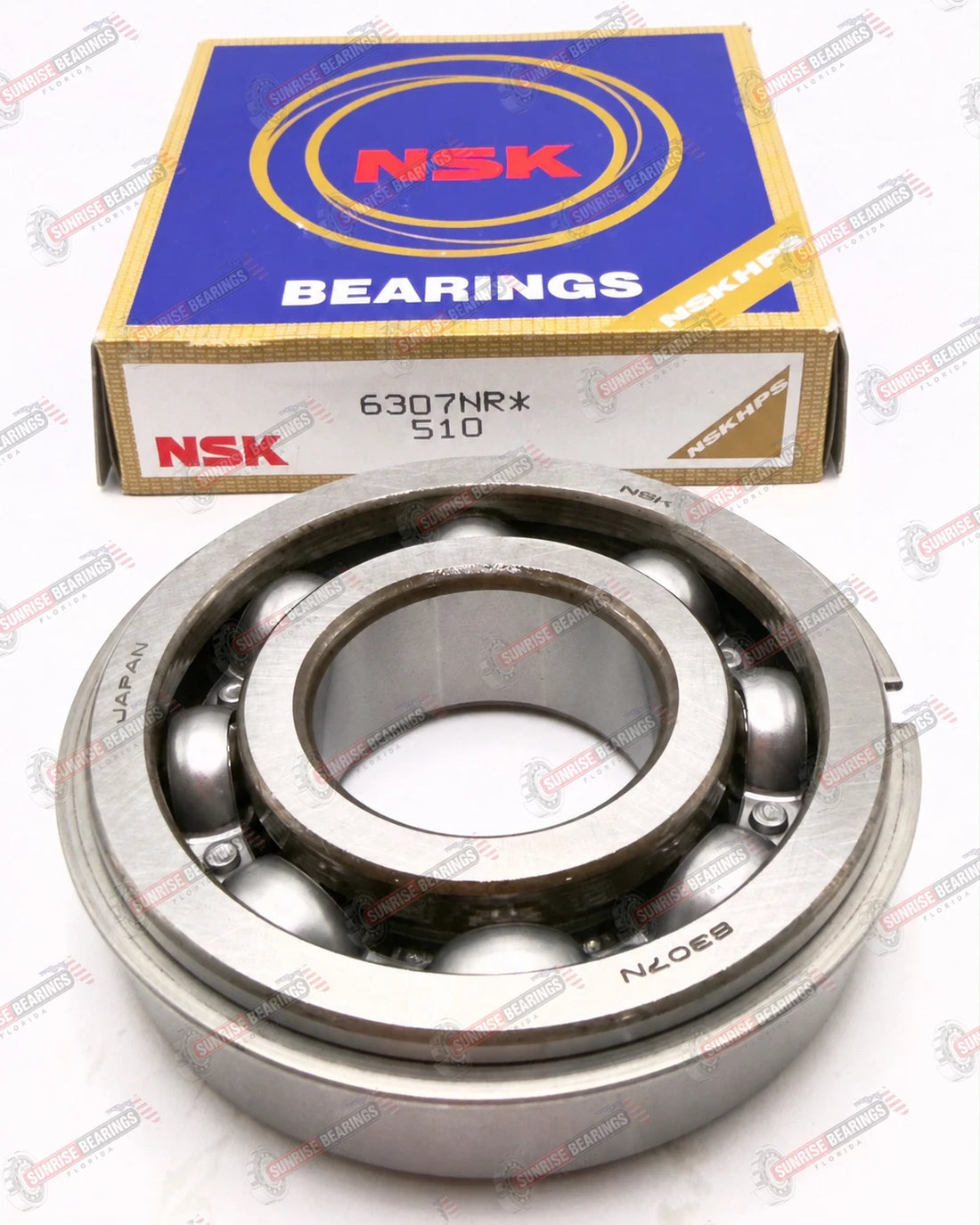 NSK 6307 NR Deep Groove Ball Bearing, Open, No Seals + Snap Ring 35x80x21 mm