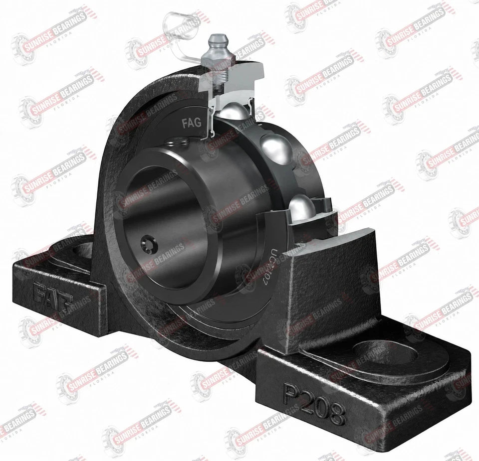FAG UCP207-21 J7 Pillow Block Bearing Unit Cast Iron Housing 1-5/16" Bore