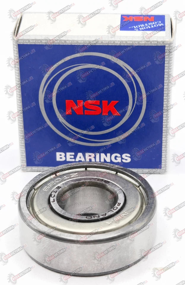 NSK 6201 1/2" ZZ Deep Groove Ball Bearing, Metal Sealed 6201-08 1/2"x32x10 mm