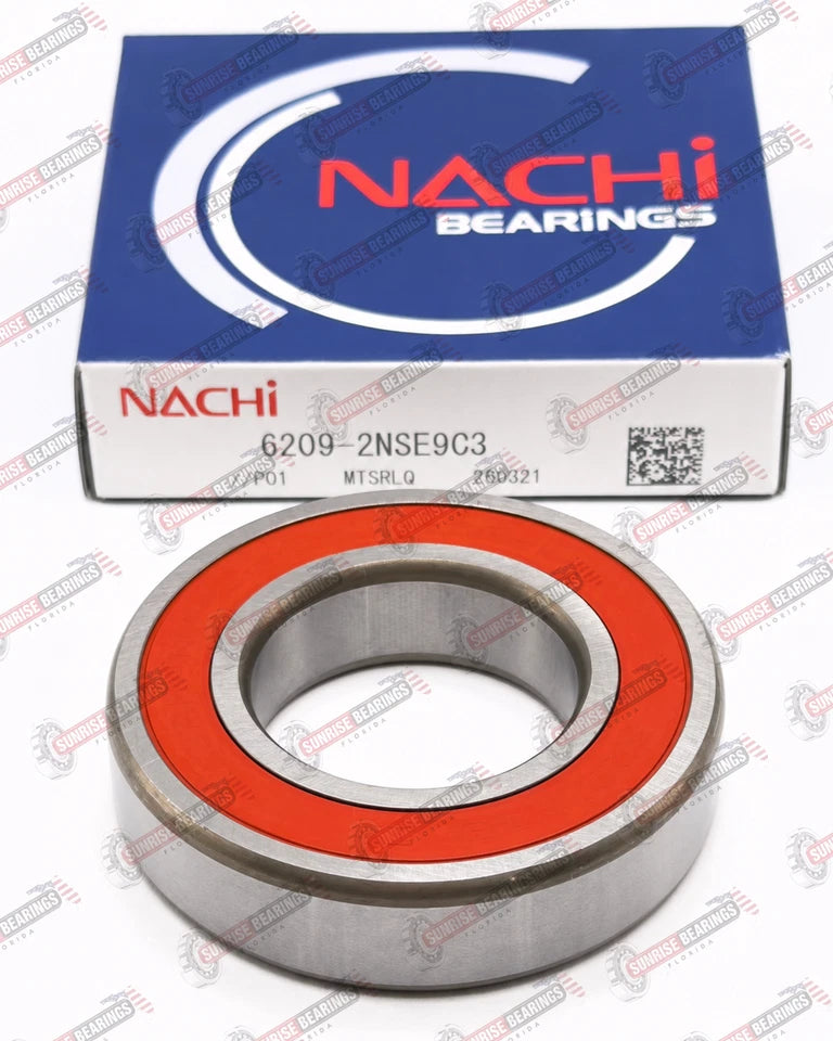 Nachi Japan 6209 2NSE C3 Deep Groove Ball Bearing, Rubber Sealed 45x85x19 mm