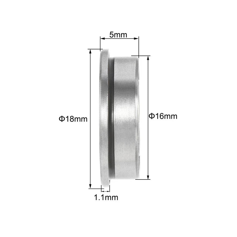 QTY.02 ZEN F688 2RS Flanged Deep Groove Ball Bearing, Rubber Sealed 8x16x5 mm