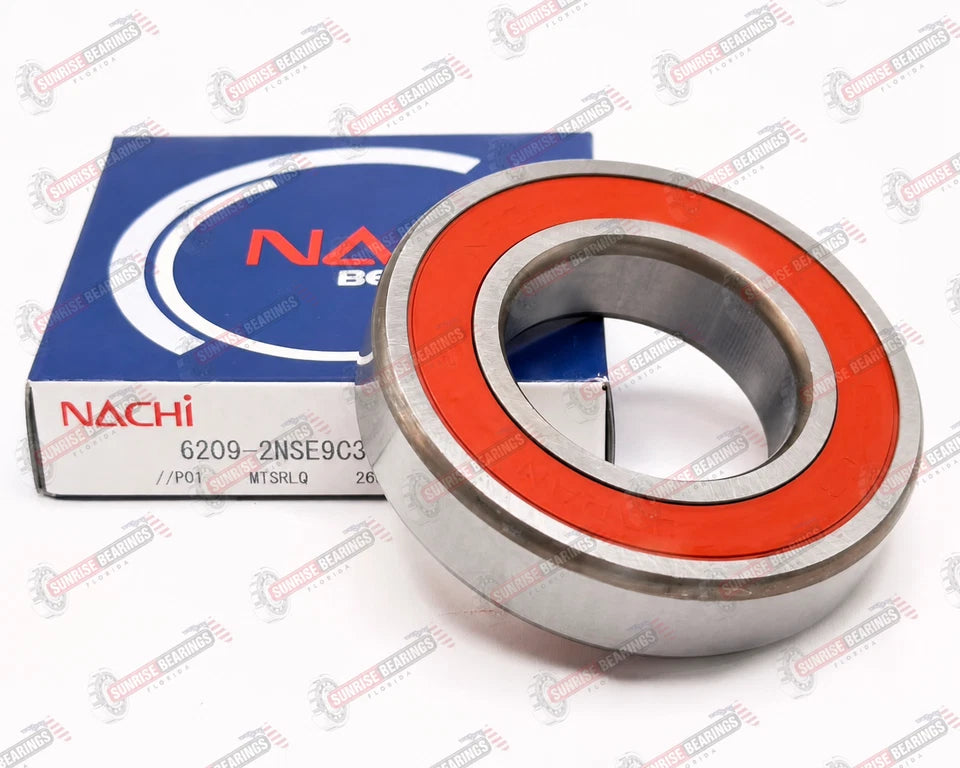 Nachi Japan 6209 2NSE C3 Deep Groove Ball Bearing, Rubber Sealed 45x85x19 mm